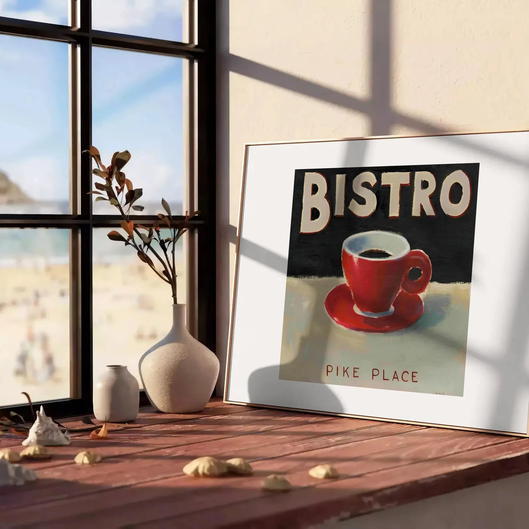 space stunning Bistro Kitchen poster sleek black gray tones captivating wall art piece ideal culinary enthusiasts perfect gift decor elegant artwork available unframed versions