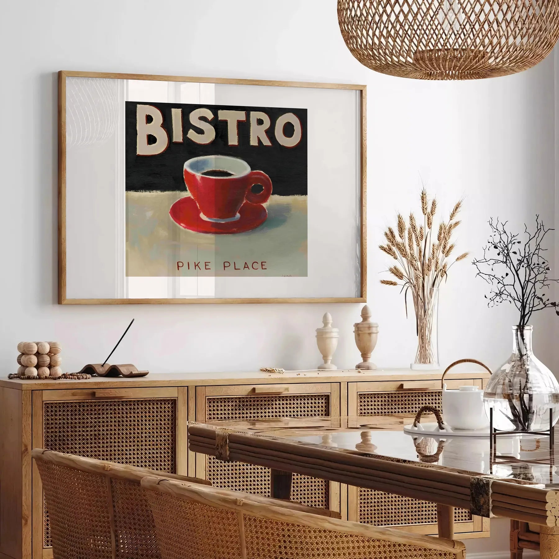 space stunning Bistro Kitchen poster sleek black gray tones captivating wall art piece ideal culinary enthusiasts perfect gift decor elegant artwork available unframed versions