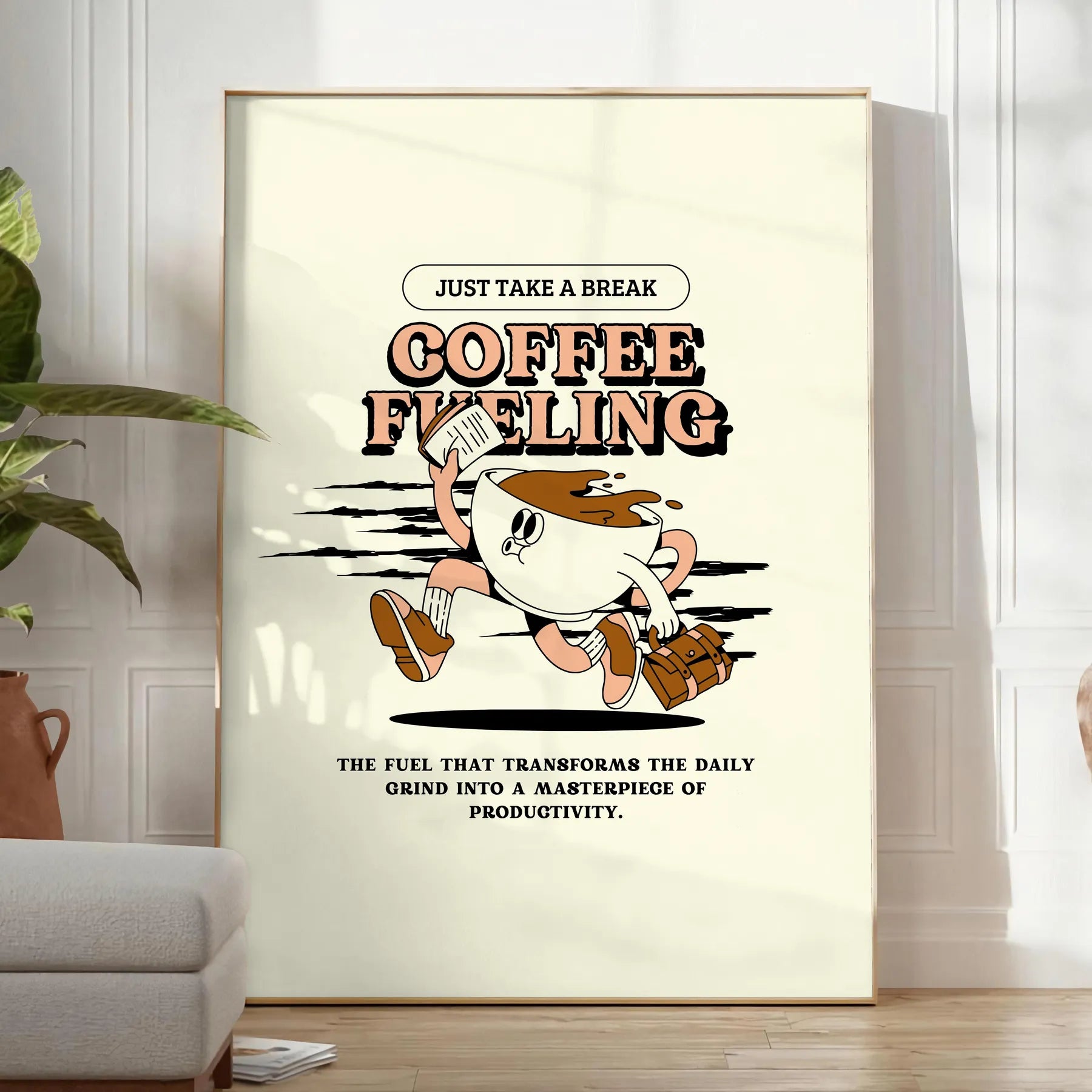 kitchen vibrant coffee poster bold black green hues wall art captivating print caffeinated charm space lovers unique gifts standalone artwork style