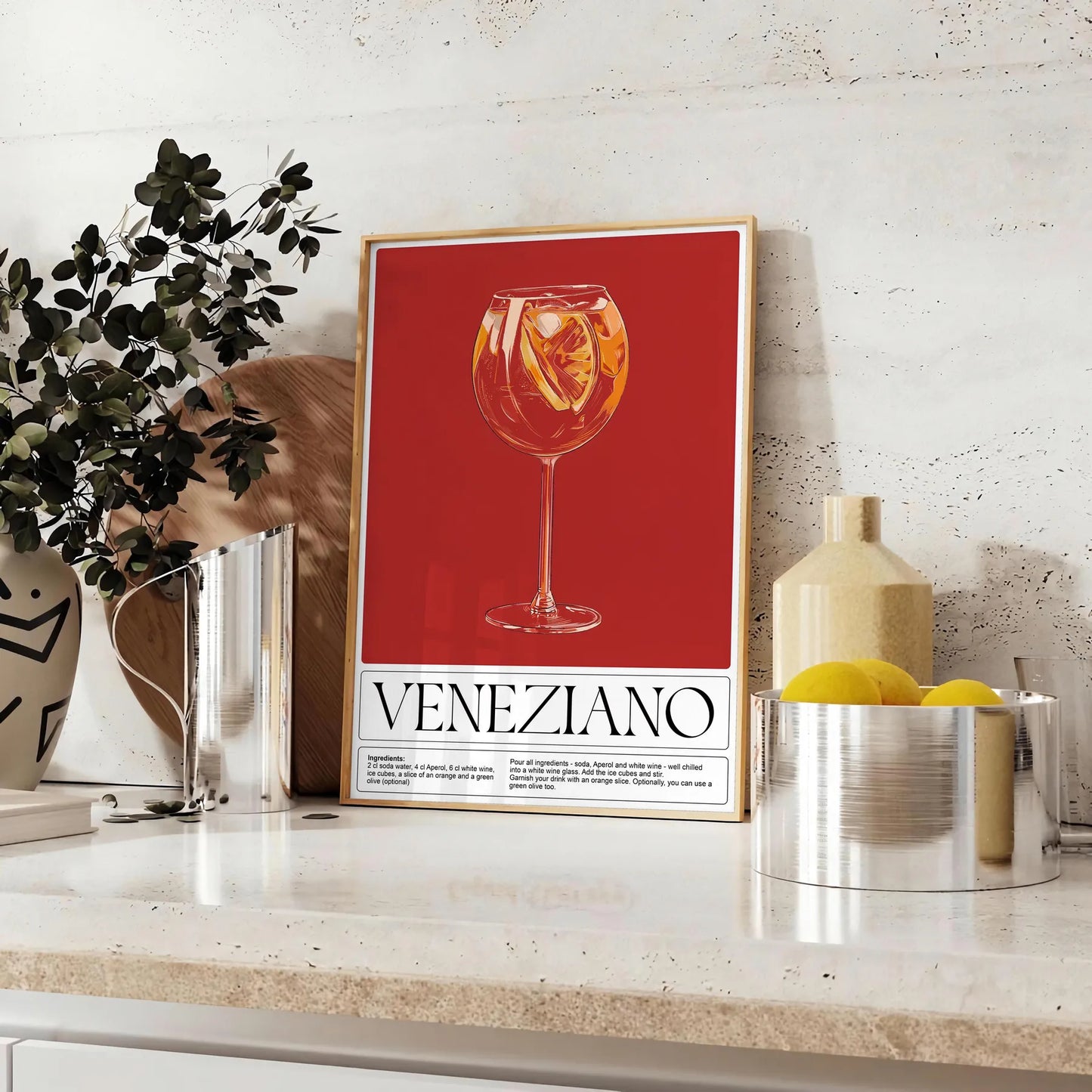 space Veneziano Cocktail poster striking black green palette wall art stylish print exceptional gift lovers various sizes A4 cm A0